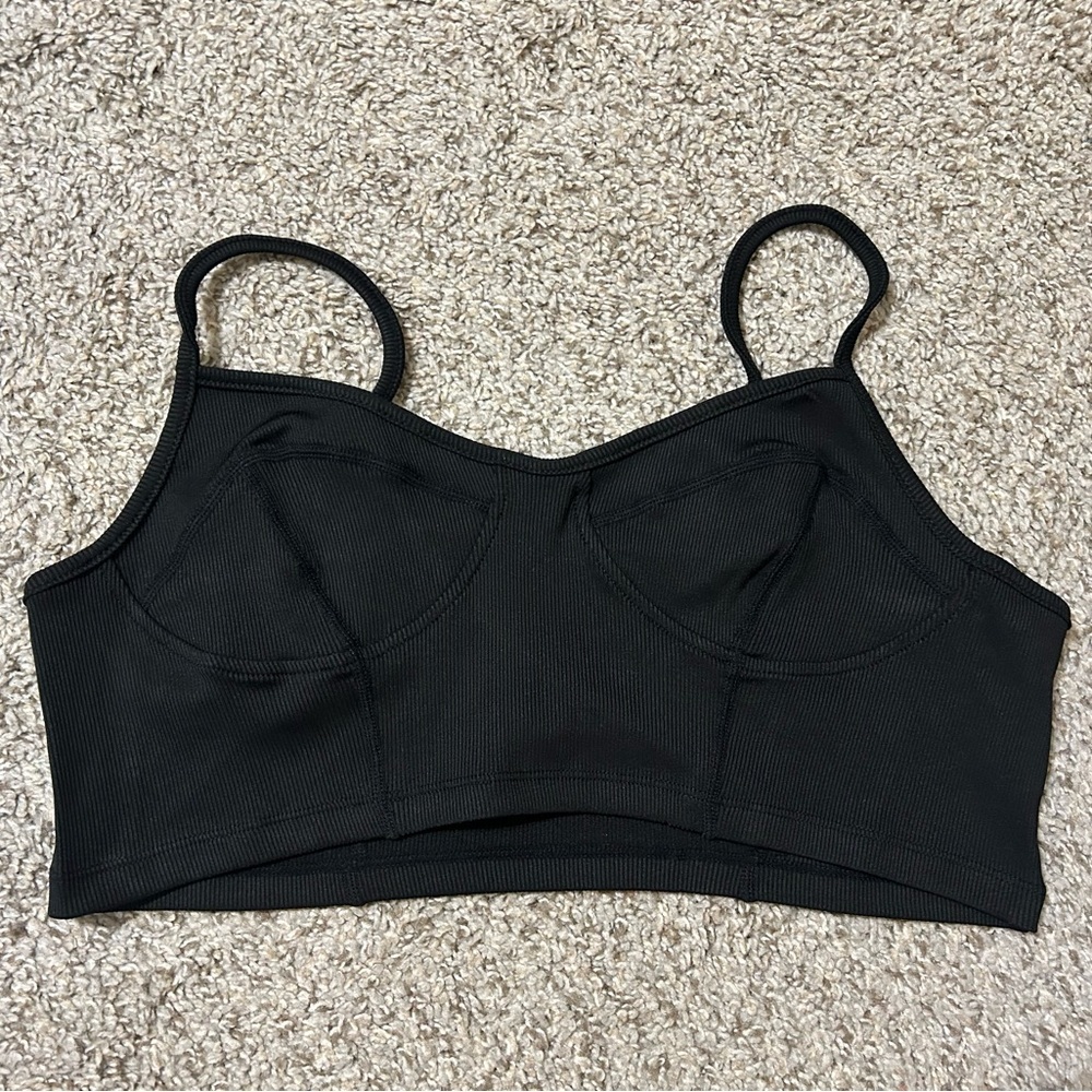 Free People Movement Black Ribbed Bralette Crop Top Size Small Spandex Summer